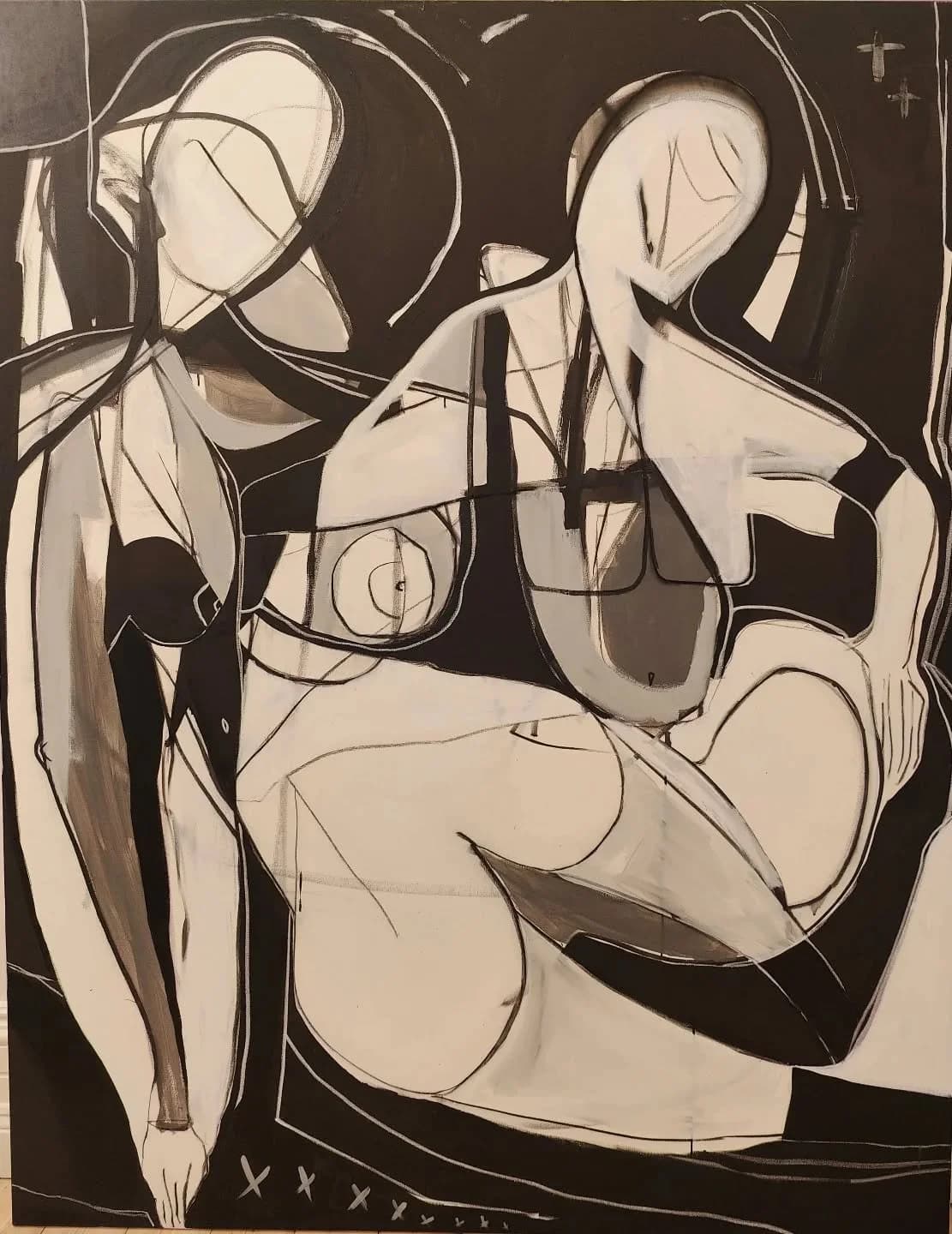 Figures, coalescing. Abstract expressionist painting by Thomas Paule